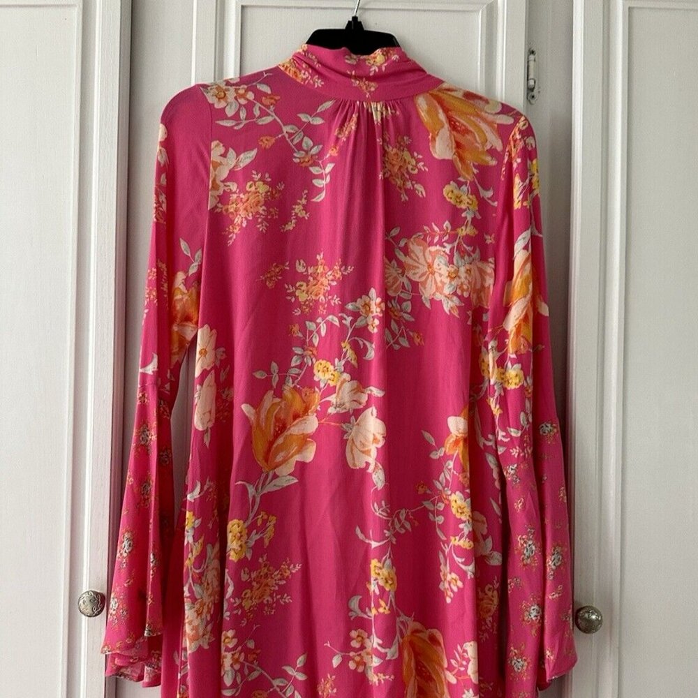 Free People HOT Pink Tate Floral Tunic/Top Balloon Sleeve SEXY Size XS